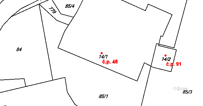 Načešice 46 na parcele st. 14/1 v KÚ Načešice, Katastrální mapa