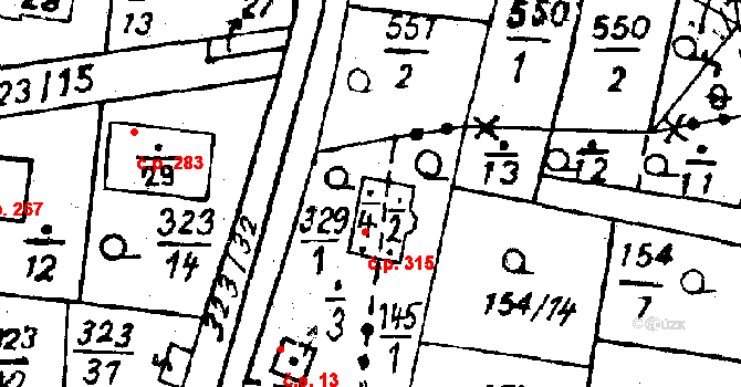Dolní Sekyřany 315, Heřmanova Huť na parcele st. 145/2 v KÚ Dolní Sekyřany, Katastrální mapa