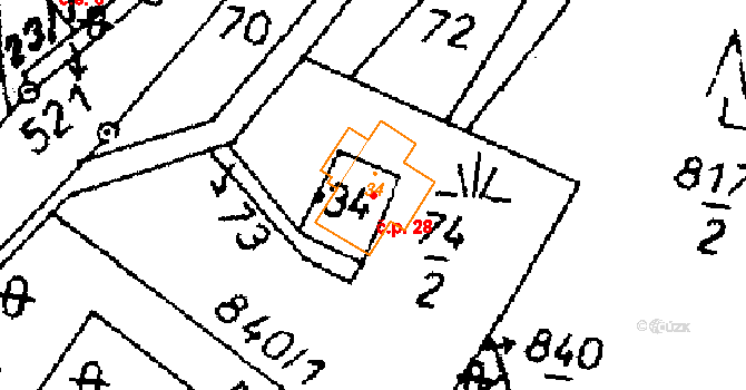 Heřmanice 28, Králíky na parcele st. 34 v KÚ Heřmanice u Králík, Katastrální mapa