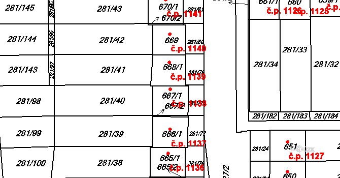 Kralupy nad Vltavou 1138 na parcele st. 667/1 v KÚ Lobeč, Katastrální mapa