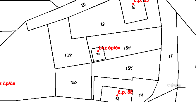 Milhostov 77903943 na parcele st. 16/3 v KÚ Milhostov, Katastrální mapa