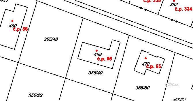 Zámostí 56, Rožďalovice na parcele st. 469 v KÚ Zámostí u Rožďalovic, Katastrální mapa