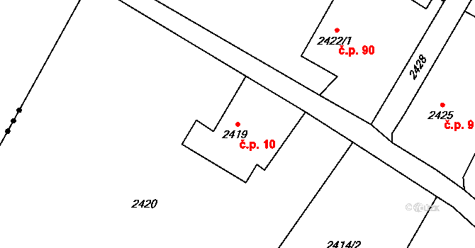 Hýlov 10, Klimkovice na parcele st. 2419 v KÚ Klimkovice, Katastrální mapa