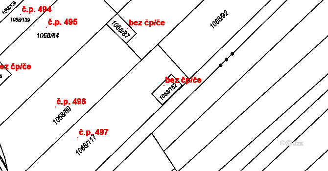 Žabčice 101770944 na parcele st. 1068/162 v KÚ Žabčice, Katastrální mapa