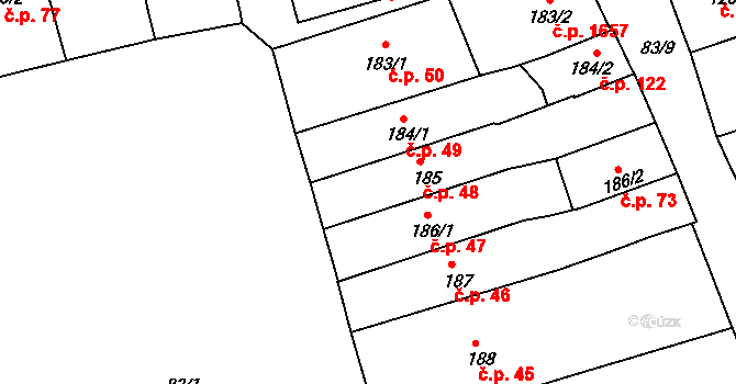 Lipník nad Bečvou I-Město 48, Lipník nad Bečvou na parcele st. 185 v KÚ Lipník nad Bečvou, Katastrální mapa