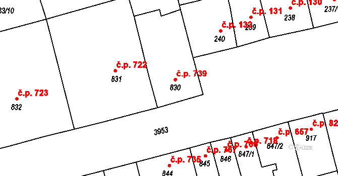 Lipník nad Bečvou I-Město 739, Lipník nad Bečvou na parcele st. 830 v KÚ Lipník nad Bečvou, Katastrální mapa