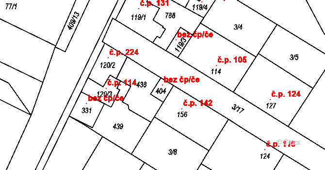 Sluhy 118833944 na parcele st. 404 v KÚ Sluhy, Katastrální mapa