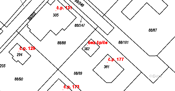 Kladruby 121476944 na parcele st. 362 v KÚ Kladruby u Teplic, Katastrální mapa