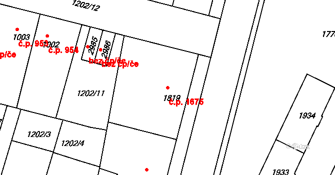 Nymburk 1675 na parcele st. 1819 v KÚ Nymburk, Katastrální mapa