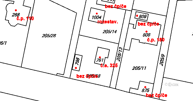 Louňovice 325 na parcele st. 761 v KÚ Louňovice, Katastrální mapa