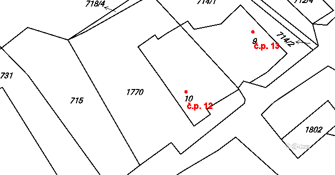 Hartunkov 12, Benešov nad Černou na parcele st. 10 v KÚ Hartunkov, Katastrální mapa