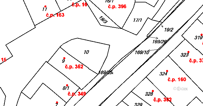 Vnorovy 18 na parcele st. 10 v KÚ Vnorovy, Katastrální mapa