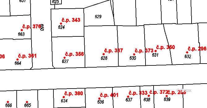 Švermov 337, Kladno na parcele st. 628 v KÚ Motyčín, Katastrální mapa