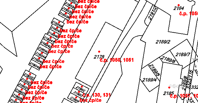 Mikulov 1050,1051 na parcele st. 2178 v KÚ Mikulov na Moravě, Katastrální mapa