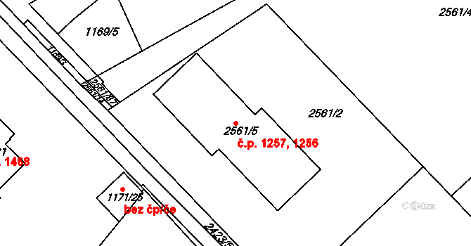 Mnichovo Hradiště 1256,1257 na parcele st. 2561/5 v KÚ Mnichovo Hradiště, Katastrální mapa