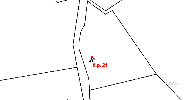 Žďár 21, Chodský Újezd na parcele st. 20 v KÚ Žďár u Tachova, Katastrální mapa