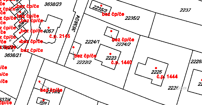 Tachov 1440 na parcele st. 2223 v KÚ Tachov, Katastrální mapa