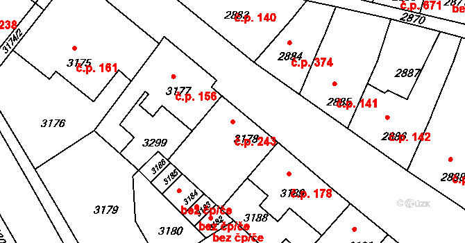 Mimoň I 243, Mimoň na parcele st. 3178 v KÚ Mimoň, Katastrální mapa