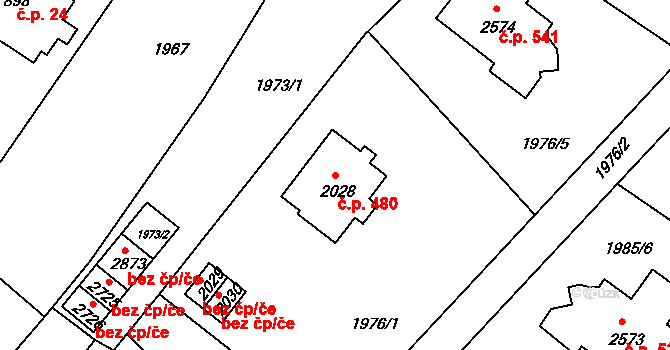 Malá Strana 480, Týn nad Vltavou na parcele st. 2028 v KÚ Týn nad Vltavou, Katastrální mapa