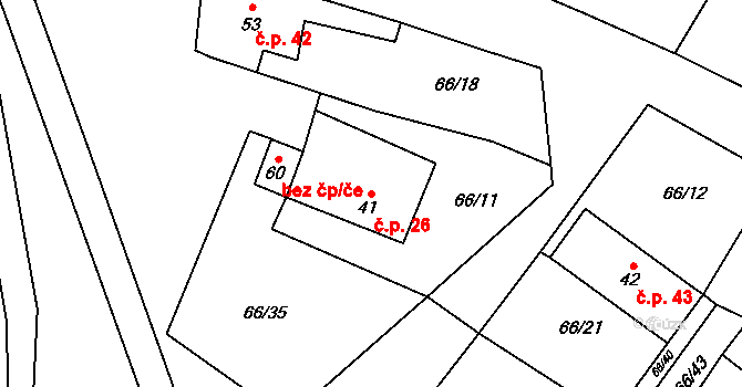 Chvalšovice 26, Dřešín na parcele st. 41 v KÚ Chvalšovice, Katastrální mapa