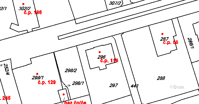 Liberec IX-Janův Důl 116, Liberec na parcele st. 296 v KÚ Janův Důl u Liberce, Katastrální mapa