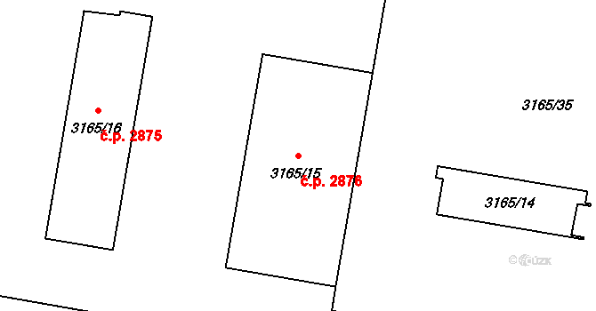 Předměstí 2876, Opava na parcele st. 3165/15 v KÚ Opava-Předměstí, Katastrální mapa