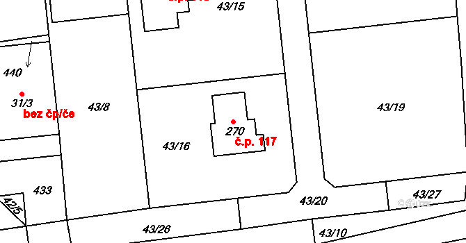 Bubovice 117 na parcele st. 270 v KÚ Bubovice, Katastrální mapa