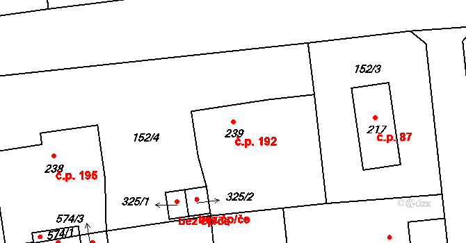 Čechtice 192 na parcele st. 239 v KÚ Čechtice, Katastrální mapa