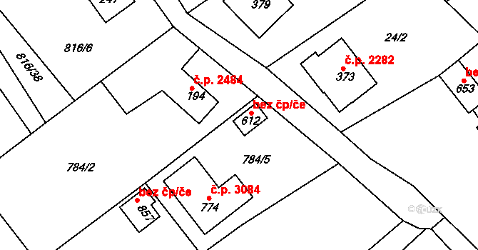 Šumperk 39013944 na parcele st. 612 v KÚ Dolní Temenice, Katastrální mapa