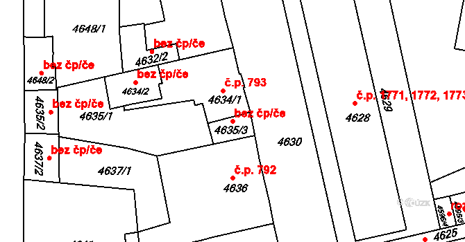 Česká Lípa 39748944 na parcele st. 4635/3 v KÚ Česká Lípa, Katastrální mapa