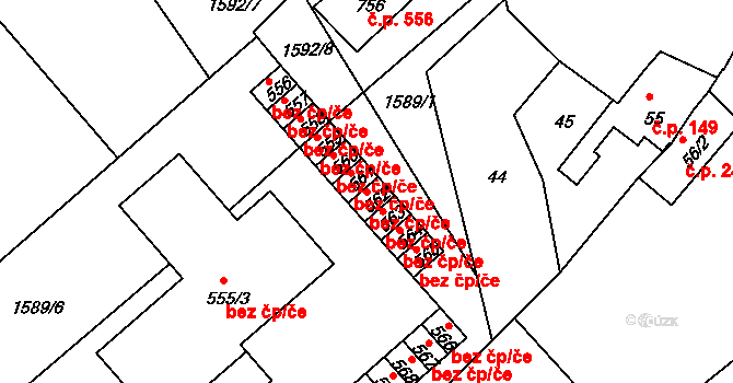 Křižanov 40702944 na parcele st. 562 v KÚ Křižanov, Katastrální mapa