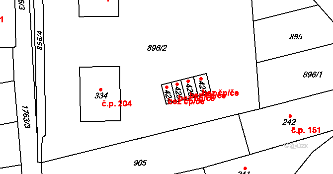 Březůvky 41176944 na parcele st. 424 v KÚ Březůvky, Katastrální mapa