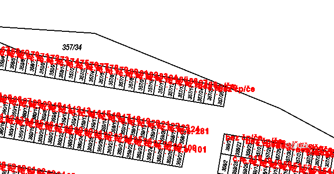 Rousínov 186 na parcele st. 357/12 v KÚ Rousínov u Vyškova, Katastrální mapa