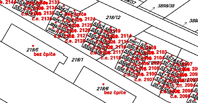 Řečkovice 2118, Brno na parcele st. 5561 v KÚ Řečkovice, Katastrální mapa