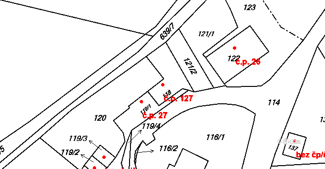 Děhylov 127 na parcele st. 118 v KÚ Děhylov, Katastrální mapa
