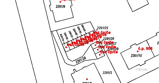 Opava 43815944 na parcele st. 2291/22 v KÚ Opava-Předměstí, Katastrální mapa