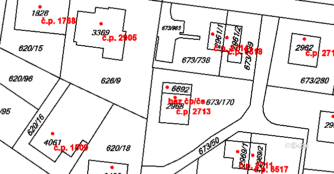 Zlín 47663944 na parcele st. 6692 v KÚ Zlín, Katastrální mapa