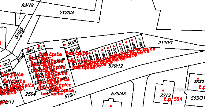 Třebíč 48010944 na parcele st. 3967 v KÚ Třebíč, Katastrální mapa