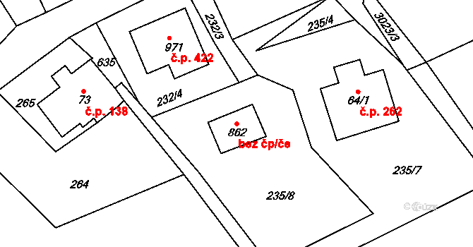 Rokytnice nad Jizerou 49057944 na parcele st. 862 v KÚ Dolní Rokytnice, Katastrální mapa