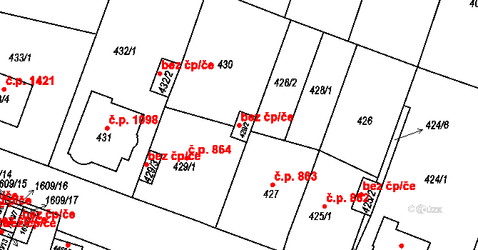 Teplice 49329944 na parcele st. 429/2 v KÚ Teplice-Trnovany, Katastrální mapa
