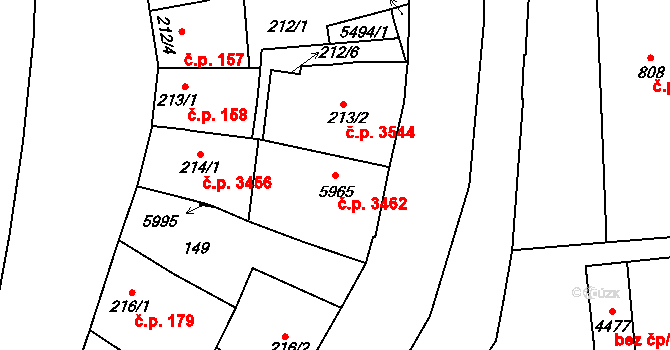 Břeclav 3462 na parcele st. 5965 v KÚ Břeclav, Katastrální mapa