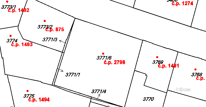 České Budějovice 3 2798, České Budějovice na parcele st. 3771/6 v KÚ České Budějovice 3, Katastrální mapa