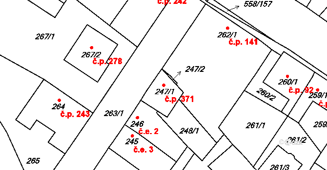 Chotíkov 371 na parcele st. 247/1 v KÚ Chotíkov, Katastrální mapa