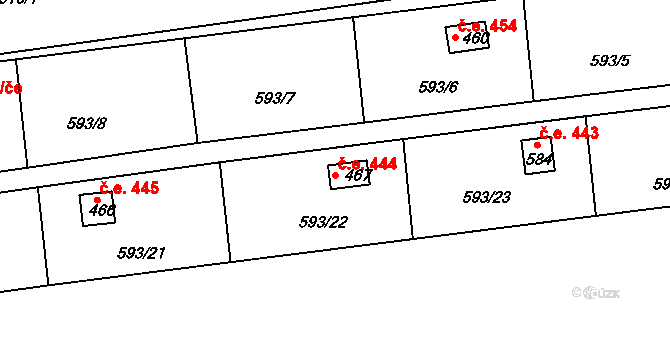 Dražice 444 na parcele st. 467 v KÚ Dražice u Tábora, Katastrální mapa