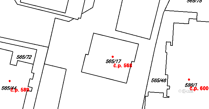Veselí nad Lužnicí I 568, Veselí nad Lužnicí na parcele st. 565/17 v KÚ Veselí nad Lužnicí, Katastrální mapa