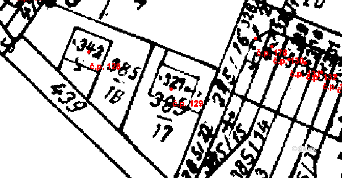 Velichovky 129 na parcele st. 327 v KÚ Velichovky, Katastrální mapa