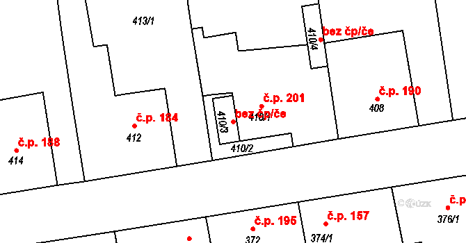 Zbůch 80300944 na parcele st. 410/3 v KÚ Zbůch, Katastrální mapa