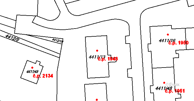 Zábřeh 1946 na parcele st. 4411/13 v KÚ Zábřeh na Moravě, Katastrální mapa