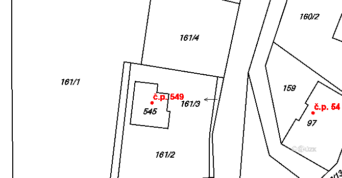 Mořkov 549 na parcele st. 545 v KÚ Mořkov, Katastrální mapa