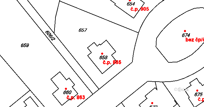 Rychnov nad Kněžnou 865 na parcele st. 658 v KÚ Rychnov nad Kněžnou, Katastrální mapa